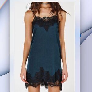 ISO: Teal slip dress with black lace trim